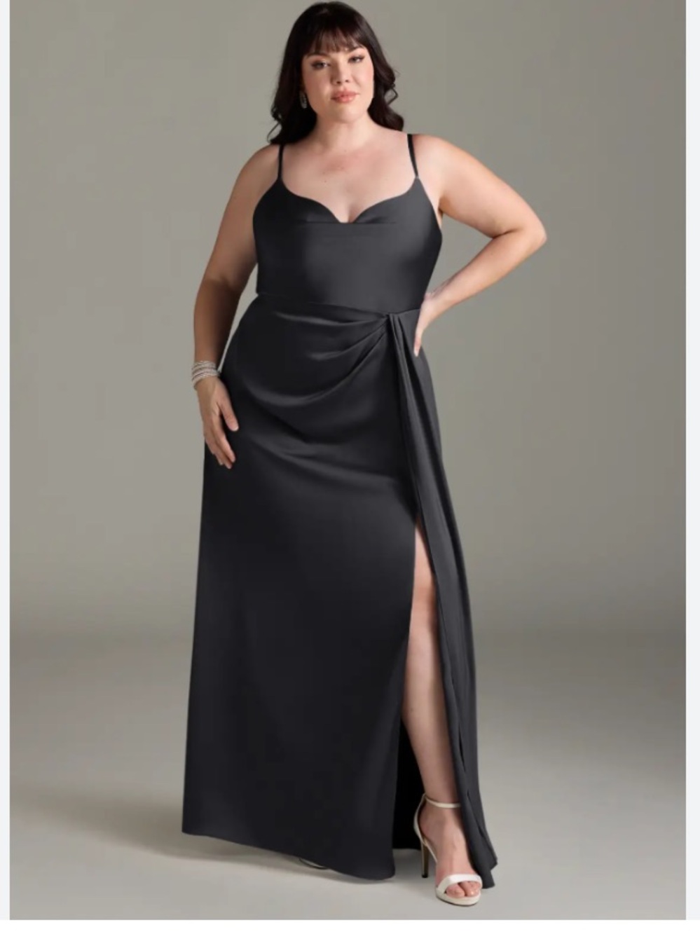 Azazie Black Front Slit Evening Gown size A10